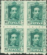 (*)314de(4). 1922. 10 Cts Verde, Bloque De Cuatro. DENTADO 6½. BONITO Y RARO. Edifil 2015: 372 Euros - Other & Unclassified