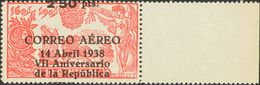 **756hdv. 1938. 2'50 Pts Sobre 10 Cts Rojo. Variedad SOBRECARGA DESPLAZADA HACIA ABAJO. MAGNIFICO. Edifil 2015: +324 Eur - Other & Unclassified