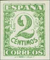 *803ccas. 1936. 2 Cts Verde Amarillo. SIN DENTAR Y CAMBIO DE COLOR. MAGNIFICO. Edifil 2009: 51 Euros - Other & Unclassified