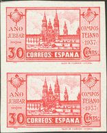 (*)833P(2), 834P(2). 1937. 15 Cts Castaño Y 30 Cts Carmín, En Parejas. ENSAYOS DE COLOR, Sobre Cartulina Estucada, El 30 - Otros & Sin Clasificación