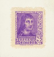 *843cc. 1938. 25 Cts Violeta (adherido Sobre Cartulina De Papel En La Parte Superior). CAMBIO DE COLOR. MAGNIFICO Y EXTR - Other & Unclassified