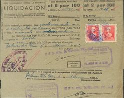 Sobre 857(2). 1942. 30 Cts Rosa, Pareja Sobre Documento De La CAJA NACIONAL DE SUBSIDIOS FAMILIARES, Fechado En Talavera - Otros & Sin Clasificación