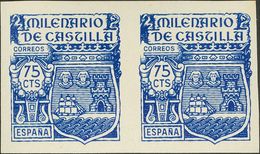 **982s. 1944. 75 Cts Azul, Pareja. SIN DENTAR. MAGNIFICA Y RARISIMA. Cert. CEM. Edifil 2018: ++1.180 Euros - Other & Unclassified