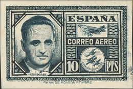 **992cca. 1945. 10 Pts Azul Oscuro. CAMBIO DE COLOR Y SIN DENTAR. MAGNIFICO Y RARO. Edifil 2018: ++465 Euros - Other & Unclassified