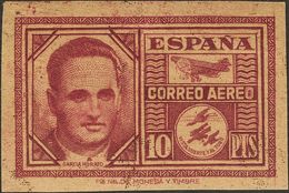 *992s. 1945. 10 Pts Carmín Lila. ENSAYO DE COLOR Y SIN DENTAR, Sobre Papel Anteado. MAGNIFICO. - Other & Unclassified