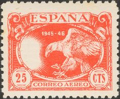 **997ef. 1945. 25 Cts Rojo. Variedad SIN CRUZ DE LORENA. MAGNIFICO. Edifil 2015: +135 Euros - Autres & Non Classés