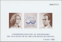 **15P. 1988. Prueba De Lujo. 50º ANIVERSARIO NATALICIO DE LOS REYES. MAGNIFICA. Edifil 2018: 120 Euros - Autres & Non Classés