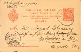 Sobre EP42. 1902. 10 Cts Rojo Sobre Entero Postal De ESPAÑA A ALEMANIA. Matasello DEUTSCHE SEE POST / LINE HAMBURG WEST  - Other & Unclassified