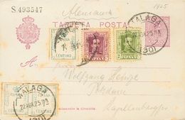 Sobre EP50, 310, 311, 291(3). 1925. 15 Cts Violeta Sobre Tarjeta Entero Postal De MALAGA A POSTDAM (ALEMANIA) Con Franqu - Other & Unclassified