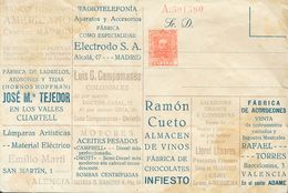 (*). (1925ca). 25 Cts Rojo Rosa Sobre Entero Postal "Anunciador" (manchas De Humedad). BONITO Y RARISIMO, NO RESEÑADO. - Autres & Non Classés