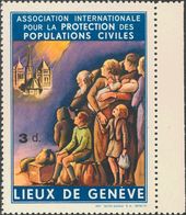 **. (1939ca). 3 D Multicolor. ASSOCIATION INTERNATIONALE POUR LA PROTECTION DES POPULATIONS CIVILES / LIEUX DE GENEVE. M - Other & Unclassified