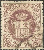 º30. 1869. 400 Mils Violeta. Matasello R.CARRETA. MAGNIFICO Y RARISIMO MATASELLO SOBRE UN SELLO DE TELEGRAFOS. - Otros & Sin Clasificación