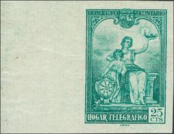 **11s. 1937. 25 Cts Verde, Borde De Hoja. SIN DENTAR. MAGNIFICO. Edifil 2018: +41 Euros - Otros & Sin Clasificación