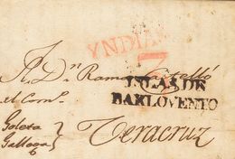 Sobre . 1818. LA HABANA A VERACRUZ (MEJICO) (circulada Vía Cádiz, Por Lo Que Cruzó El Atlántico Dos Veces). Marca ISLAS  - Autres & Non Classés