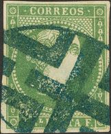 ºAnt.8. 1861. 1 Real Verde. Matasello PARRILLA OVAL, En Azul De Puerto Plata Y Utilizada Durante El Periodo De Anexión D - Andere & Zonder Classificatie