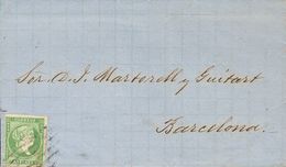 Sobre Ant. 8. 1862. 1 Real Verde. CAMPECHE A BARCELONA. Matasello PARRILLA, Aplicada En Tránsito Por La Habana, Después  - Sonstige & Ohne Zuordnung