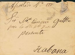 Sobre 100f(2). (1883ca). 5 Cts Azul Gris, Dos Sellos BISECTADOS Recomponiendo El Sello Y La Tarifa De 5 Cts. MATANZAS A  - Otros & Sin Clasificación