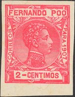 *153s. 1907. 2 Cts Rosa. SIN DENTAR. MAGNIFICO. Edifil 2018: 153 Euros - Other & Unclassified