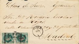 Sobre 20N(2). 1866. 6 2/8 De Peso Azul Sobre Rosa HABILITADO POR LA NACION. MANILA A MADRID. MAGNIFICA. - Altri & Non Classificati