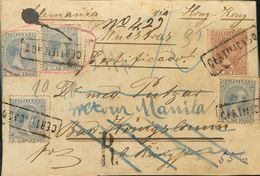 Sobre 123(4), 113. (1898ca). 2 Cts Azul, Cuatro Sellos Y 8 Cts Castaño. Frontal De Certificado De FILIPINAS A ALEMANIA.  - Other & Unclassified