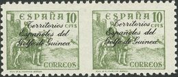 **256sph. 1939. 10 Cts Verde, Pareja. Variedad SIN DENTAR ENTRE LOS SELLOS. MAGNIFICA. Edifil 2018: +120 Euros - Autres & Non Classés