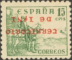 *5hi. 1941. 15 Cts Verde. Variedad SOBRECARGA INVERTIDA. MAGNIFICO. Edifil 2013: 47 Euros - Other & Unclassified