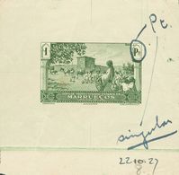 (*)115P. 1928. 1 Pts Verde. PRUEBA DE ESTADO, Con Corrección Del Valor De Forma Manuscrita Y Fecha Corregida. MAGNIFICA  - Autres & Non Classés