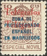 **34Ahh. 1935. 10 Cts Castaño. Variedad SOBRECARGA DOBLE. BONITO. Edifil 2013: 170 Euros - Other & Unclassified