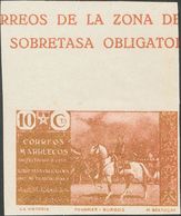 **13ce. 1941. 10 Cts Castaño Y Oro, Borde De Hoja. CAMBIO DE COLOR Y SIN DENTAR. MAGNIFICO Y RARO, NO RESEÑADO. - Other & Unclassified