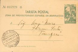 Sobre EP20. 1937. 15 Cts Verde Sobre Tarjeta Entero Postal De TETUAN A TANGER. MAGNIFICA Y RARO VERDADERAMENTE CIRCULADO - Otros & Sin Clasificación