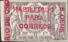 *. 1908. 5 Cts Sobre 1'25 Pts Violeta. ENSAYO DE HABILITACION, En Carmín Lila. MAGNIFICO Y RARISIMO, NO RESEÑADO. Cert.  - Autres & Non Classés