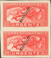 **84s(2). 1933. 20 Cts Rojo, Pareja. SIN DENTAR. MAGNIFICA. Edifil 2018: +130 Euros - Autres & Non Classés