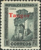 **124hcc. 1939. 1 Pts Pizarra. Variedad CAMBIO DE COLOR EN LA SOBRECARGA, En Carmín. MAGNIFICO. Edifil 2018: +225 Euros - Other & Unclassified