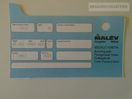 ZA140.12  Hungary MALÉV Hungarian  Airlines  Boarding Pass  Ca 1980's - Cartes D'embarquement