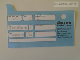 ZA140.13  Hungary MALÉV Hungarian  Airlines  Boarding Pass  Ca 1980's - Boarding Passes