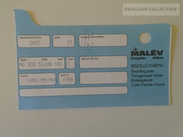 ZA140.13  Hungary MALÉV Hungarian  Airlines  Boarding Pass  Ca 1980's - Tarjetas De Embarque