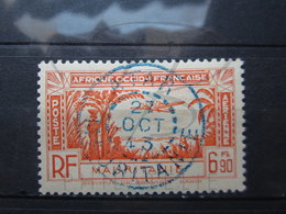 VEND BEAU TIMBRE DE POSTE AERIENNE DE MAURITANIE N° 5 , CACHET BLEU " ATAR " !!! - Used Stamps