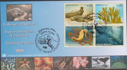 United Nations - VIENNA- 2008 -Endangered Species -Espece Menacees D'extinction -Marine Life  FDC - Lettres & Documents