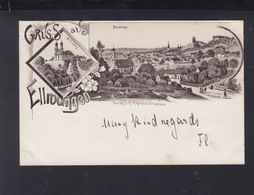 Württemberg Litho-AK Gruß Aus Ellwangen Panorama 1897 - Ellwangen