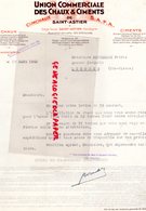 24- ST ASTIER-  SAINT ASTIER - LETTRE UNION COMMERCIALE DES CHAUX DE ST ASTIER- CIMENT-PORTLAND- 1942  DORDOGNE - Artesanos