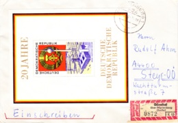 1969, DDR, "20. Gründungstag Der DDR", 1. Blockausgabe, REC, Echt Gelaufen - Private Covers - Used