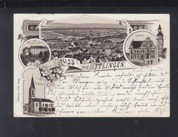 Dt. Reich Litho-AK Gruß Aus Ettlingen Unteroffizier-Schule 1896 - Ettlingen