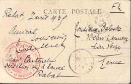 Cachet Déesse Assise Rouge Service De Santé Troupes Du Maroc CAD Rabat 8 4 35 Franchise Militaire CPA Casablanca - Covers & Documents
