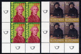 SLOVENIA 2005 Famous Slovenes Anniversaries Blocks Of 4 MNH / **.  Michel 499-500 - Slovénie