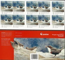 NORUEGA/ NORWAY/ NORWEGEN/ NORVÈGE- EUROPA 2019 -NATIONAL BIRDS.-"AVES - BIRDS - VÖGEL -OISEAUX"- CARNET DE 10 SELLOS- N - 2019