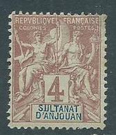Timbre Anjouan 1892 Yvt 3 Neuf * - Unused Stamps