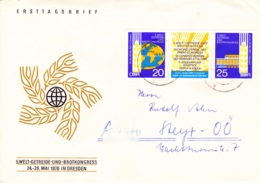 1970, DDR, "5. Welt - Getreide - Und Brot - Kongress In Dresden", Streifenblock (2 Werte + Zwischenfeld)), Echt Gelaufen - 1950-1970