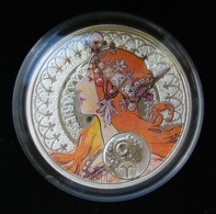 Niue, Mucha Zodiac ARIES 2011 Silver 925 Sterling Box CoA - Zodiaco Segno Zodiacale ARIETE Argento 925 - Niue