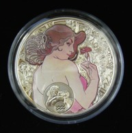 Niue, Mucha Zodiac AQUARIUS 2011 Silver 925 Sterling Box CoA - Zodiaco Segno Zodiacale ACQUARIO Argento 925 - Niue