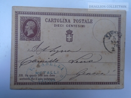 D163496 Italia  Ca 1876   Postal Stationery  Cancel  SAVONA - U.Caselli Metalli - To Genova - Ganzsachen